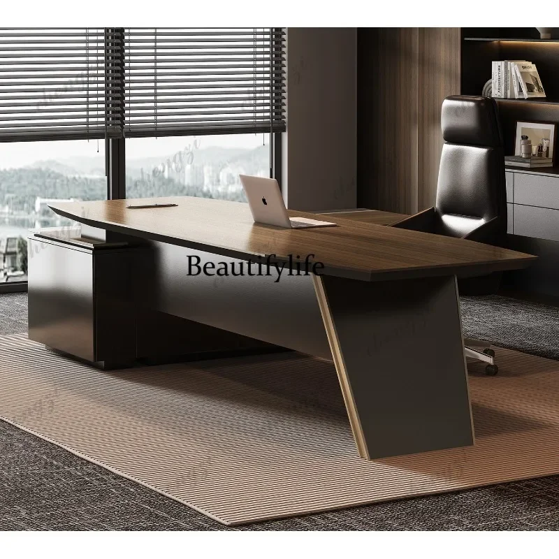 NQ52 E0-level high-end boss desk, simple modern light luxury high-end office, chairperson and president, big desk