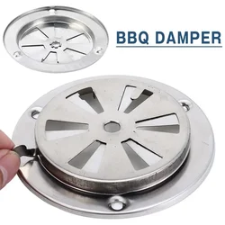 BBQ Grill Exhaust Vent Stove Air Vent Damper Stainless Steel Adjustable Size Vent Hole 9.5x9.5x3cm Silver Replacement Parts