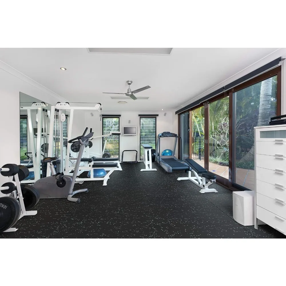 

Pro Heavy Duty Thick Rubber Gym Floor Tiles High Density Shock Absorbent Laminated Deadlift Mats - 1" Thick X 20" W X 20" L