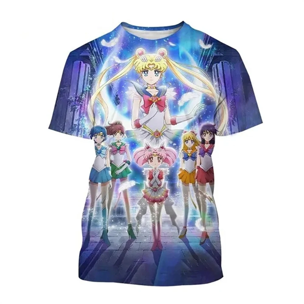 New Sailor Moon Anime 3D Printing Girls Short Sleeve T-shirt Casual O-Neck Anime Sailor Moon Child Unisex Short Sleeve T Shirts