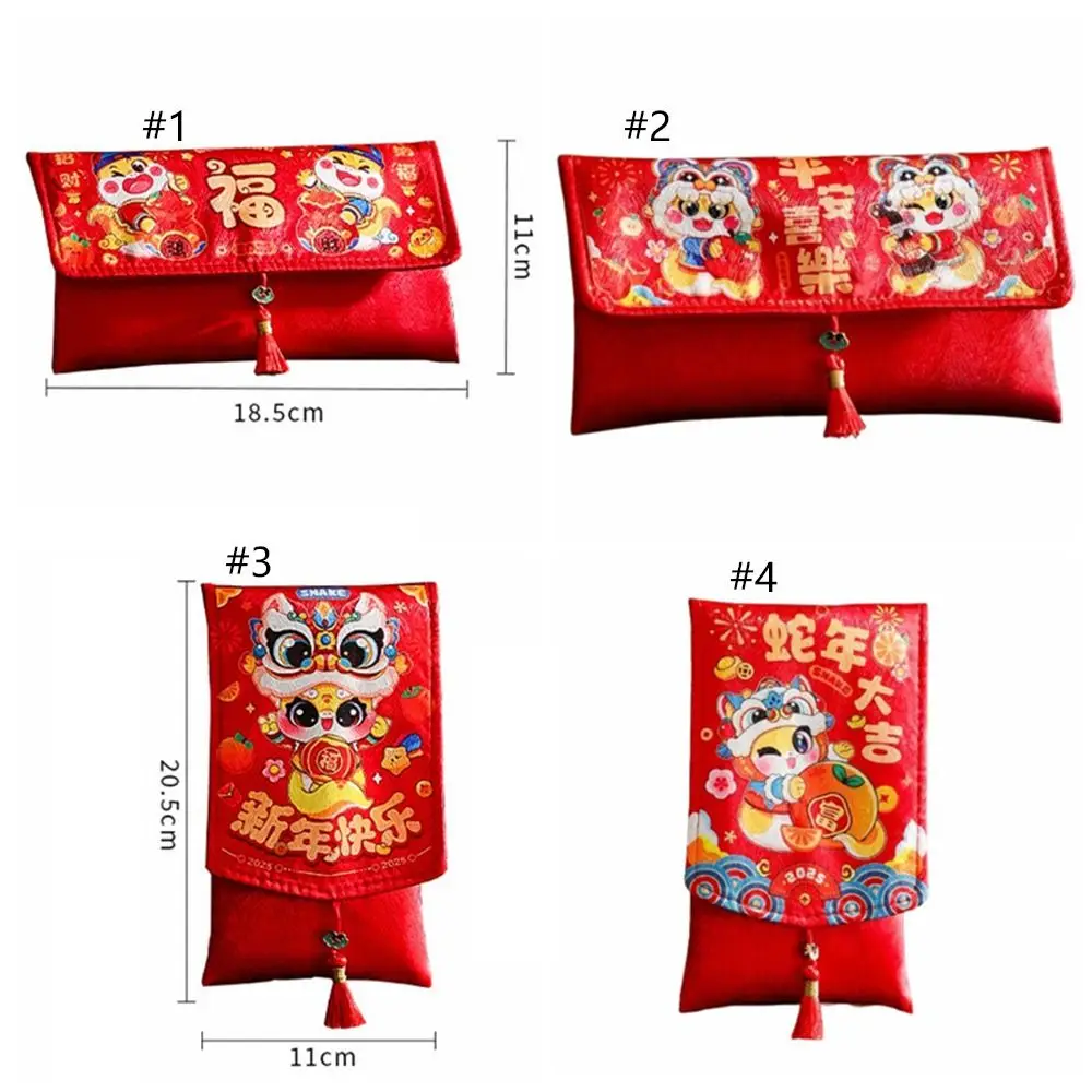 Desenhos animados chineses 2025 cobra ano envelopes vermelhos bênção pano dinheiro bolso hongbao tradicional pacote vermelho casamento aniversário