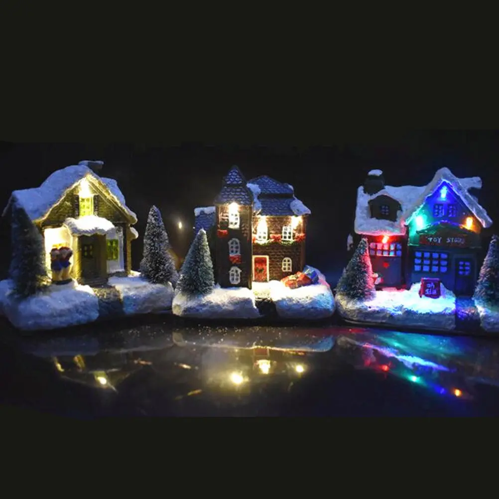 

Cute Festive Ornament Holiday Glowing Christmas Decorations Indoor Light Cabin Lighted Outdoor
