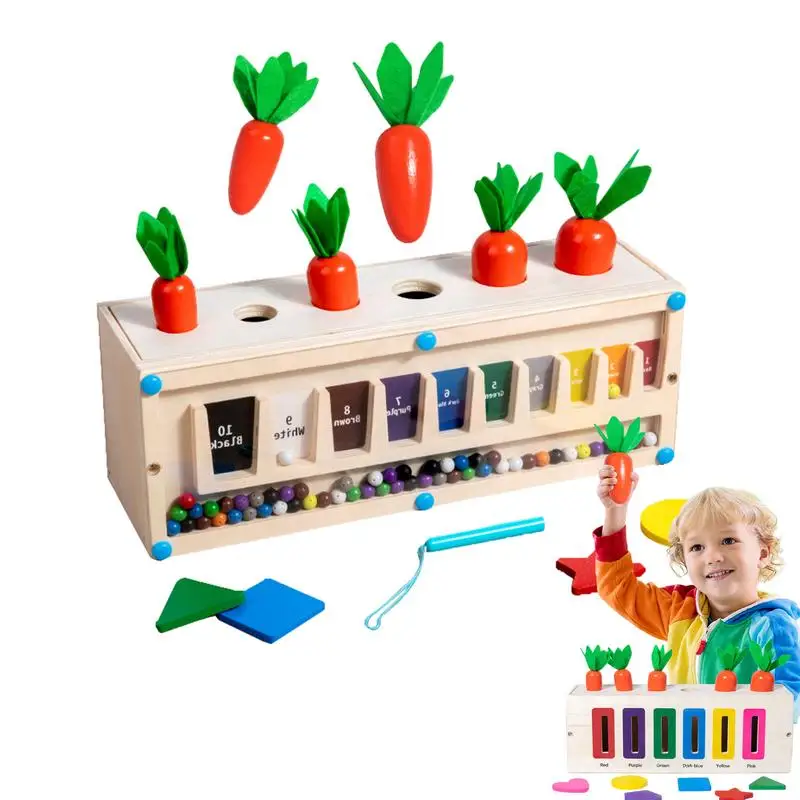 Color Cognitive Shape Matching Games Kids Color Sorting Box Educational Toys Color Sorting Toy Magnetic Carrot Pulling Bead Toy