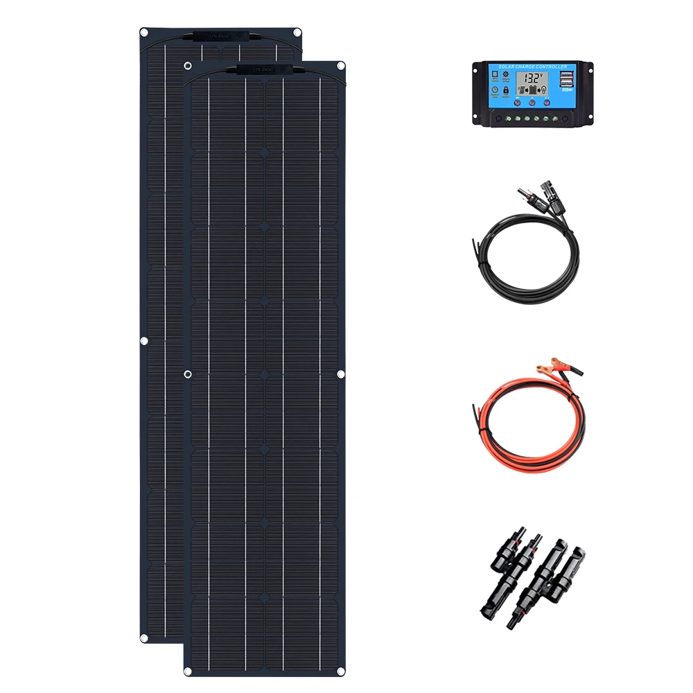 Wuzeck Solar Panel kit 12V flexible Solarpanel Kit 50 Watt PV-Modul 100 Watt 12V 24V Solar kabel Zelle Home Outdoor Auto Boot Batterie Camping Trip