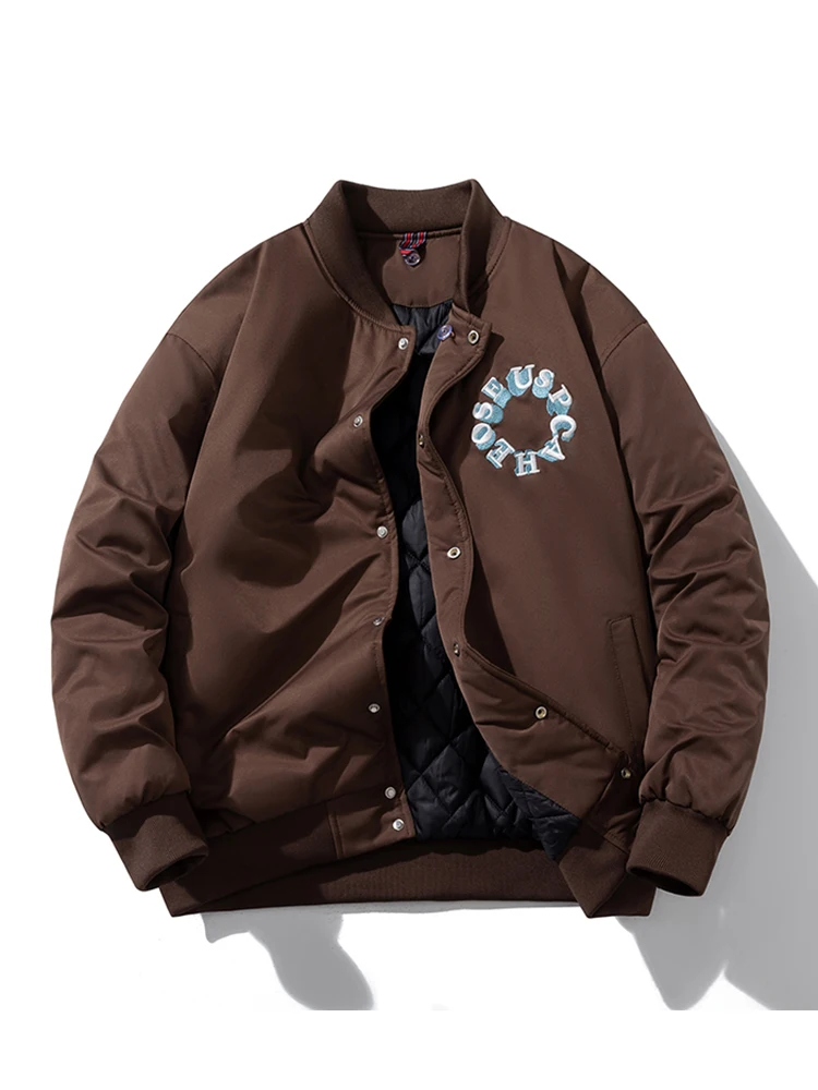 

Хлопковая куртка-жакет унисекс с вышитыми буквами, воротником-бейсболкой, в американском ретро-стиле, модель «Пилот»