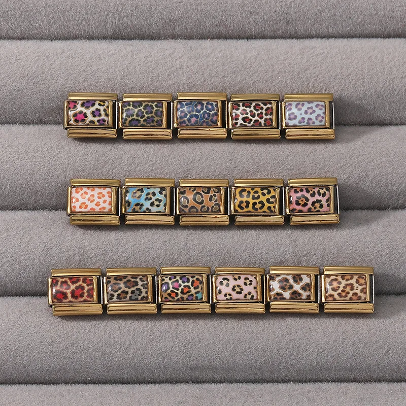 Happylife 2026 Jewelry Golden Leopard Print Pattern Italian Charms Fit 9mm Stainless Steel Bracelet DIY Gift gift for women men
