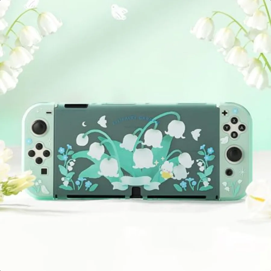 حافظة واقية للتبديل OLED حافظة حماية رفيعة من البولي كربونات الصلبة متوافقة مع Switch OLED وJoy Con Lily of The V