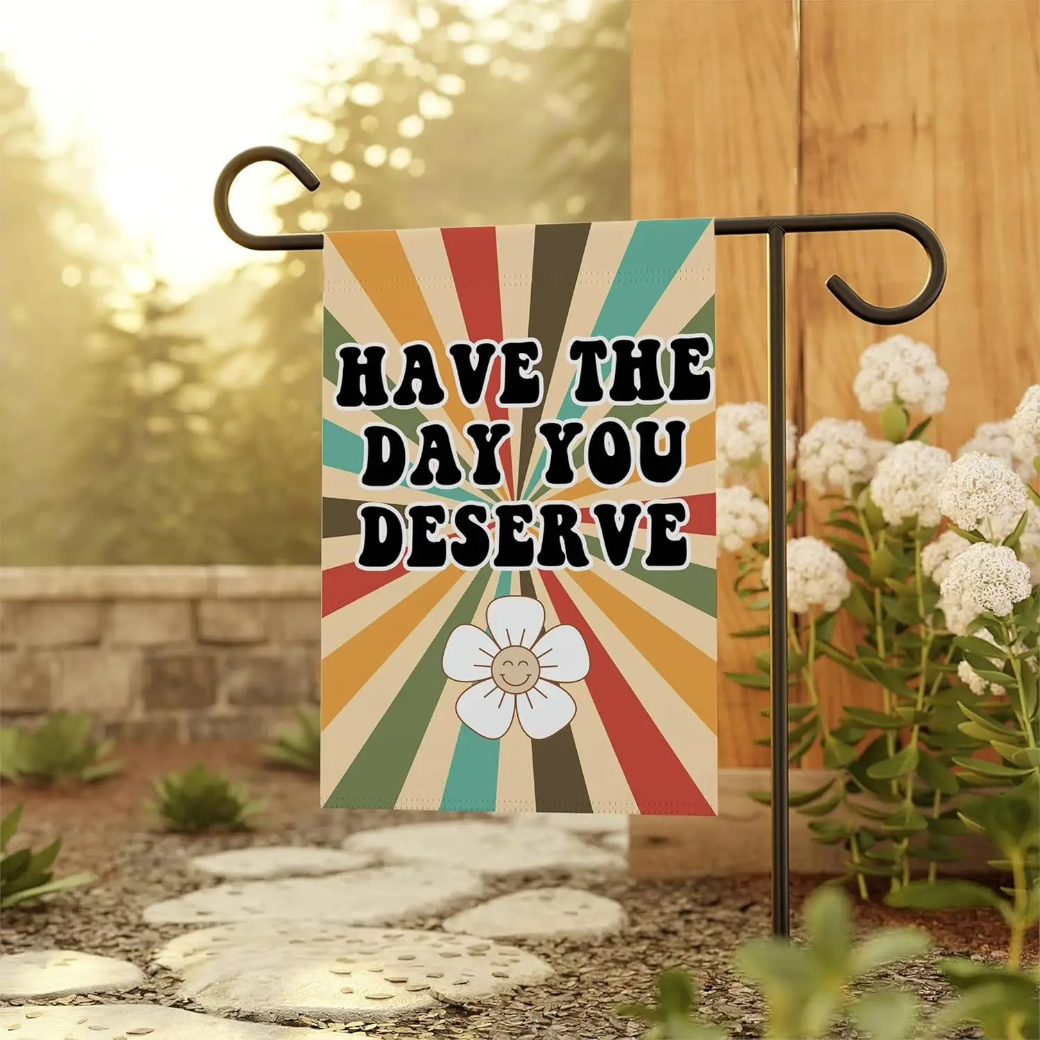 LissiArt97 Have The Day You Deserve Garden Flag - ساخر مضحك - ريترو رائع - ديكور منزلي خارجي - هدية - FFI مزدوج الجوانب