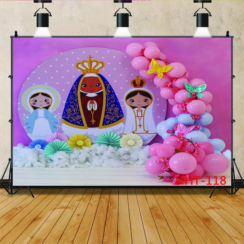 

Vinyl Personalized Decoration With Colorful Balloon Arch Snowman Background Newborn Baby Birthday Photography Backdrops FSS-108