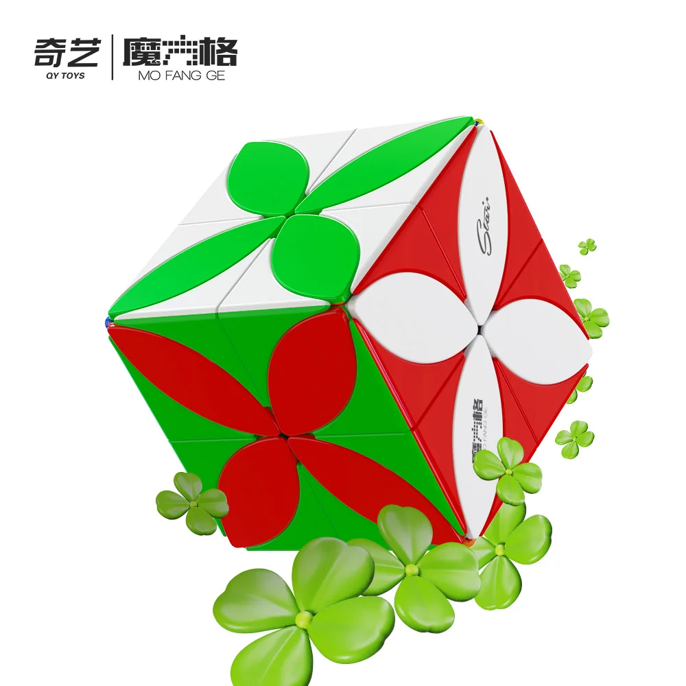 [CubeFun] QiYi Clover Cube Four Leaf Magic Cube รูปร่างแปลกปริศนาความเร็วสติกเกอร์ Professional การศึกษาของเล่นเกมของขวัญ