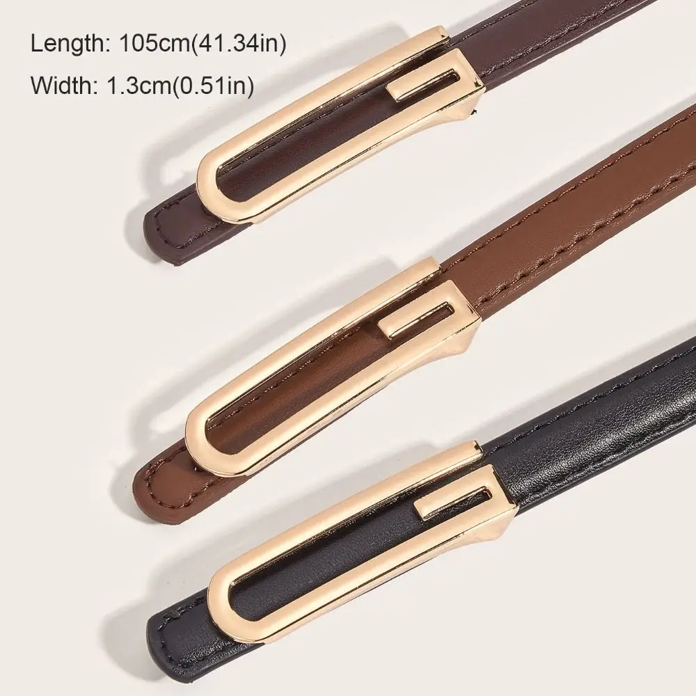 حزام جلد رفيع مع إبزيم منزلق معدني للرجال والنساء ، حزام عصري ، حزام متعدد الاستخدامات ، تصميم فاخر
