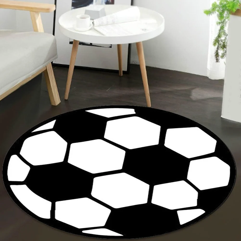 

Soccer Print Round Floor Carpet Comfortable Touch Decorative Area Rug for Living Room Bedroom Study Room Home Hotel Guesthouse