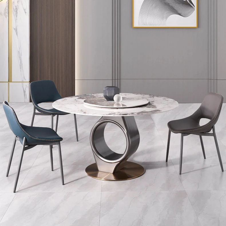 luxury Dining Room Furniture Gold Legs Round Dining Table Restaurant round rotating dining tables