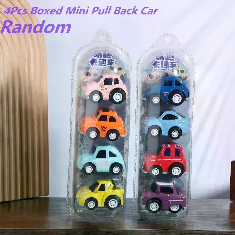 4 ชิ้นรถมินิรุ่นของเล่นจำลองดึงกลับรถของเล่นการ์ตูนความเฉื่อยของเล่นสำหรับเด็กของขวัญวันเกิด