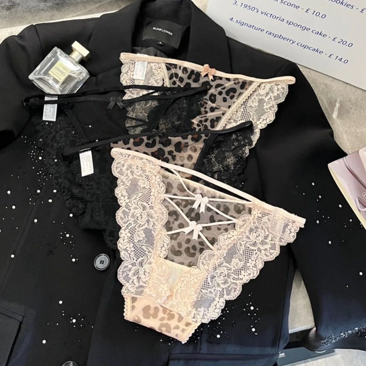 ملابس داخلية نسائية ملابس داخلية مثيرة للنساء بطبعة الفهد ملابس داخلية مثيرة للنساء ثونج دانتيل ثونغ جديد في سراويل داخلية شفافة #4