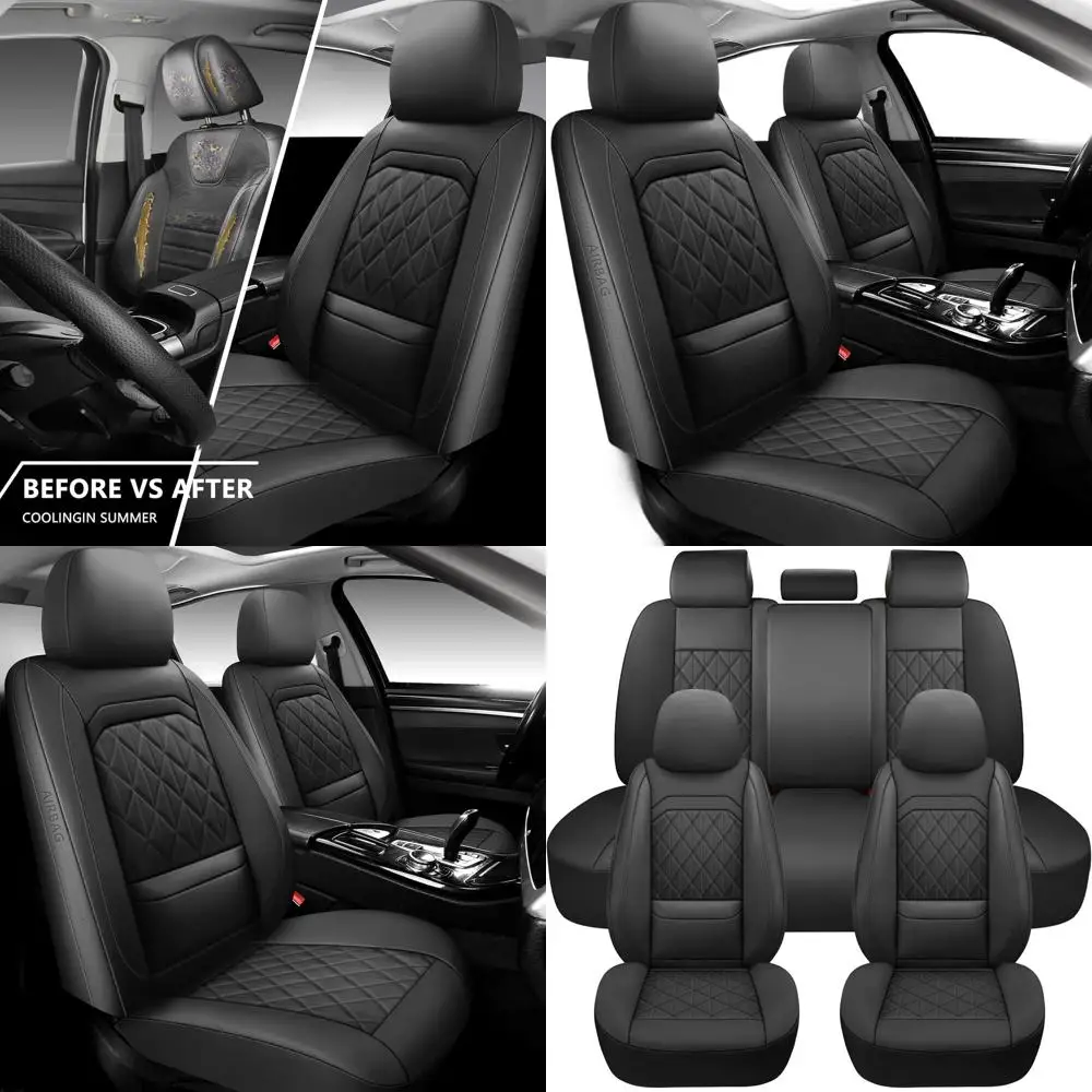 

Luxury Waterproof Leather Car Seat Covers - Universal Fit for Most Vehicles, Trucks, SUVs, Black