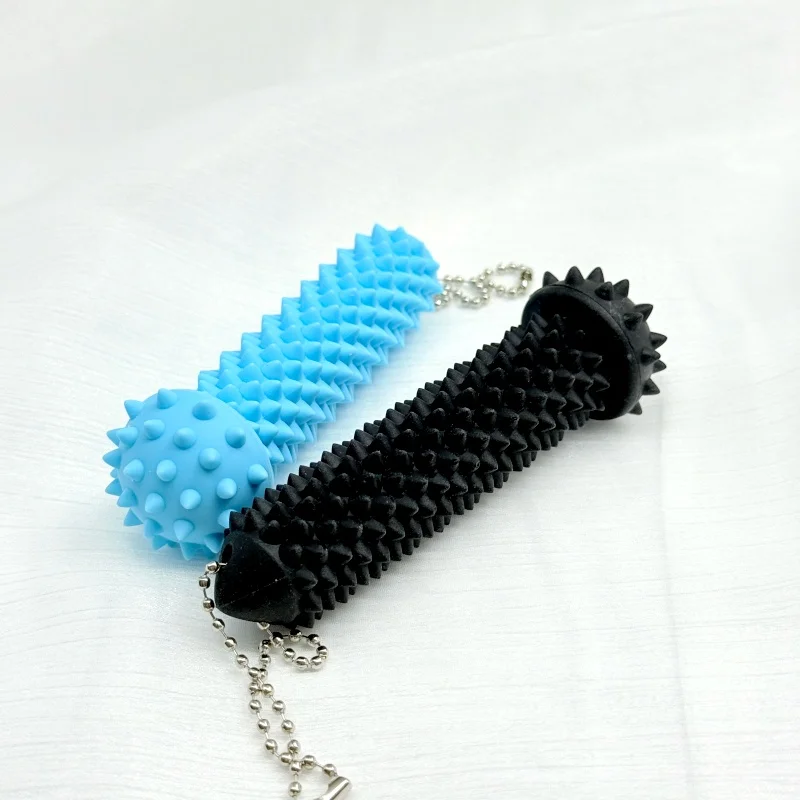 2pcs Mini Printed Hard Spiky Fidget Massage Keychain Pain Stim Toy for Adults Anxiety Relief Stress Sensory Novelty Gifts
