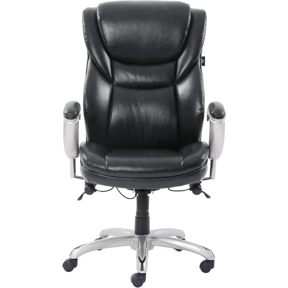 

Executive Task Chair, Supports Up to 300 Lb, 19" to 22" Seat Height, Black Seat/Back, Silver Base