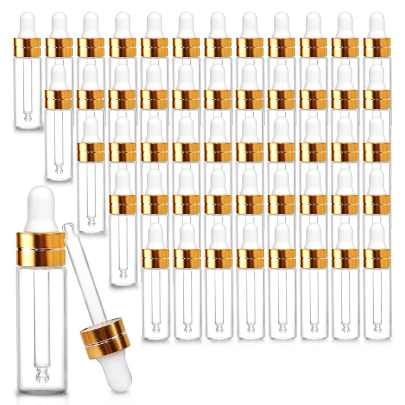 

50 Pack Clear Glass Dropper Bottles, Mini Sample Dropper Bottles For Essential Oils Perfume Cosmetic Liquid