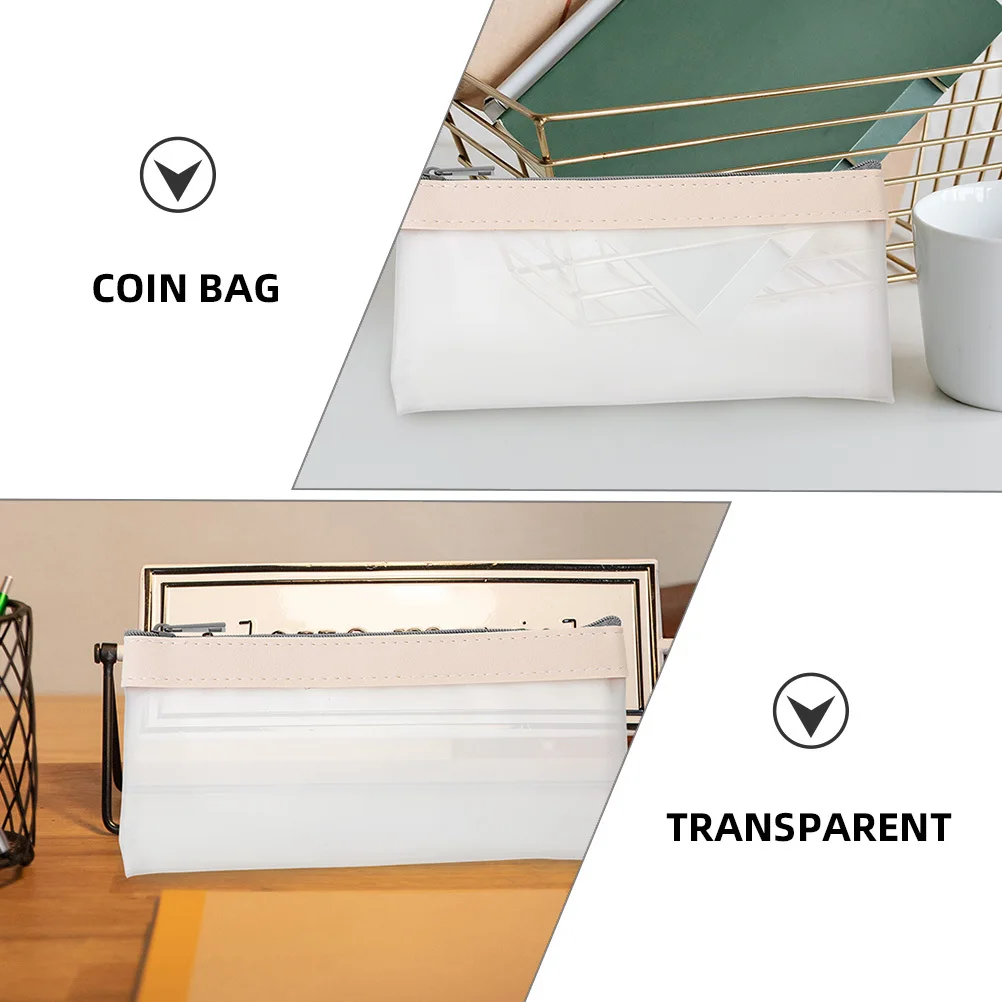 

Transparent Money Bag Zipper Coin Pouch Moderate Capacity Portable Makeup Pencil Case Travel Small Organizer Small