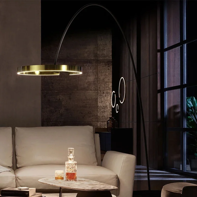 Fishing Floor Lamp LED Nordic Living Room Bedroom Round Ring