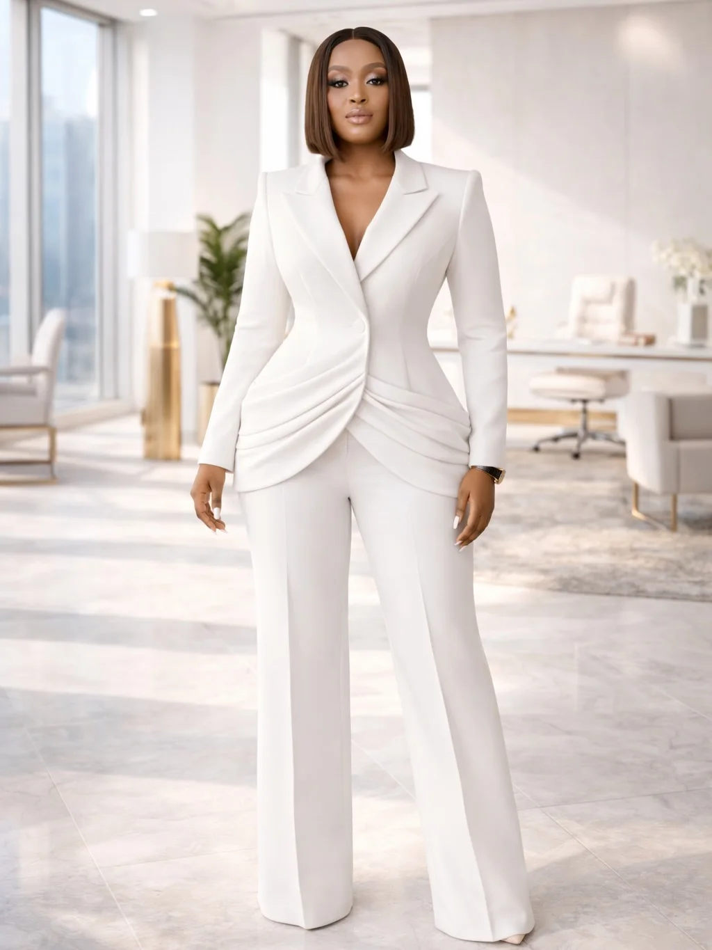 Women's Dresses Suit Gowns Elegant Appliques Shawl Lapel Jacket Coat And Pants For Female Satin 2 Pieces Suit Customized W296