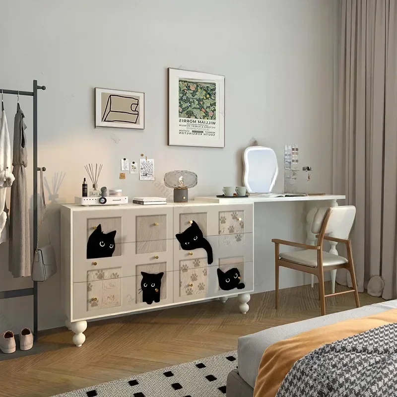 

Bedroom retractable corner dressing table, bedside drawer cabinet, solid wood dresser, chest cabinet integrated