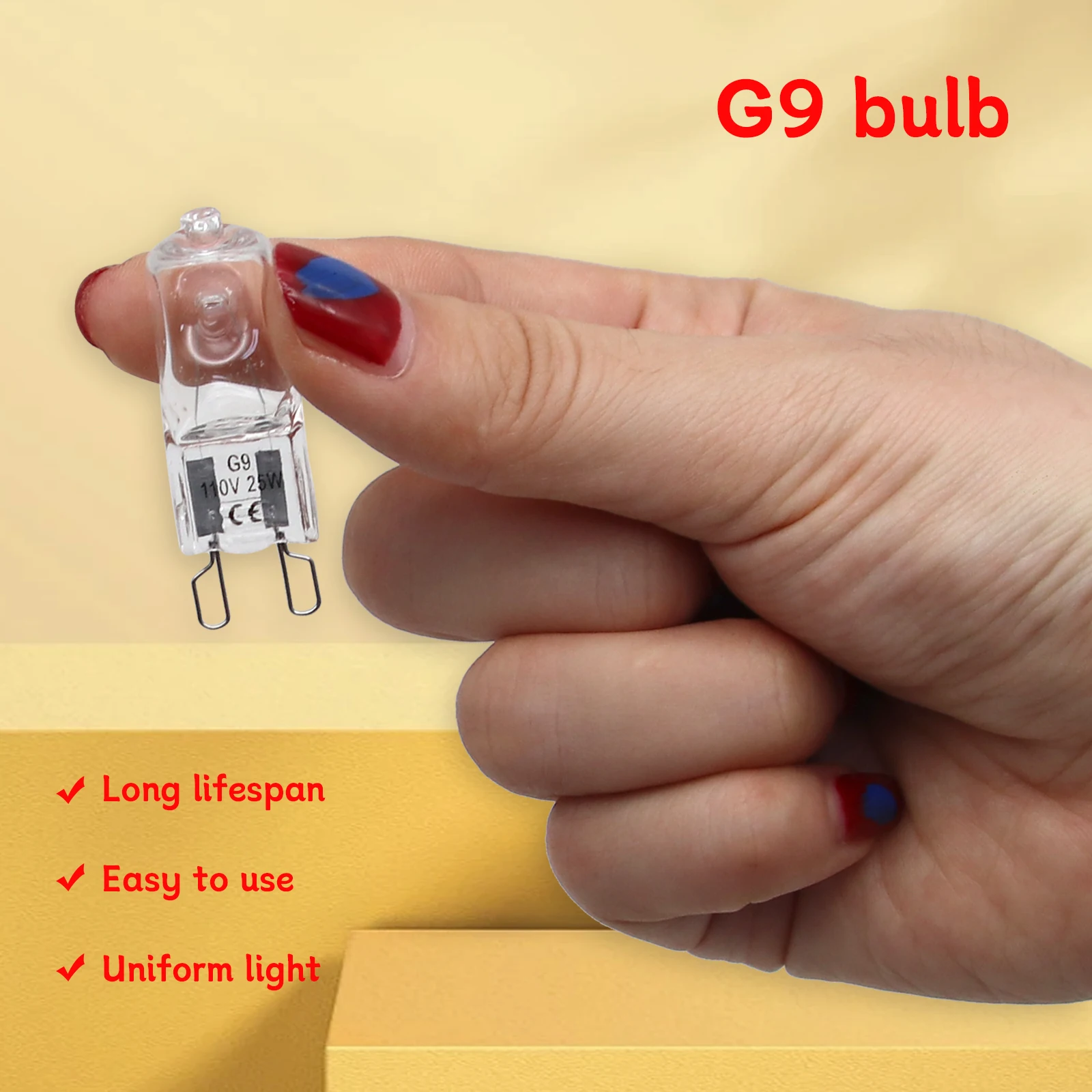 爬虫類用G9ヒートランプ電球10個、ミニ爬虫類ライト2ピンベースUVA爬虫類ヒートランプ（ヒゲトカゲ、ヤモリ、カメ、トカゲ用）