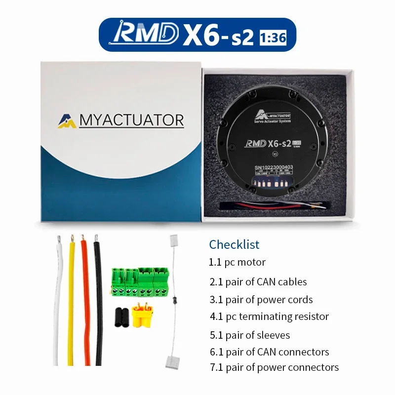 Myactuator RMD-X6S2V2 Geared Elektromotor Planetaire Waterdichte Mini Dc Borstelloze Magnetische Platte Motor Met Hal Sensor Motor