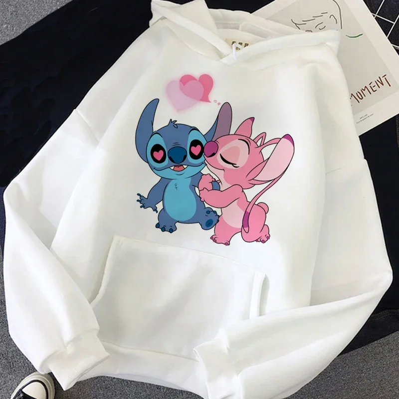 Sudadera con capucha de Disney para mujer, suéter Harajuku Kawaii, sudaderas con capucha informales, Top con cuello redondo, sudaderas con capucha