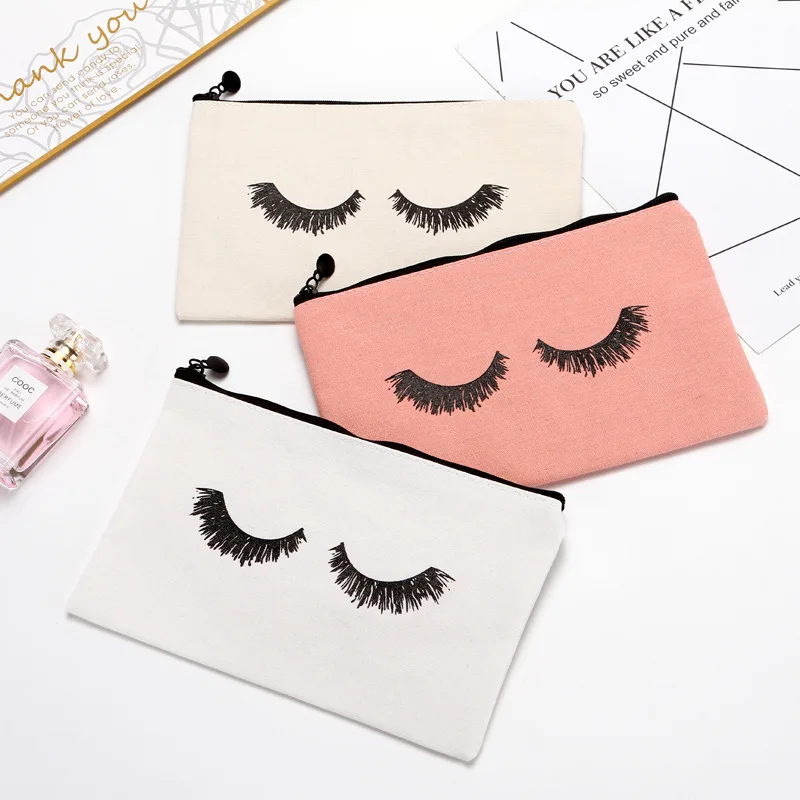 

6PCS Canvas Makeup Pouch Cosmetic Bag Bulk Travel Make Up Pouch Toiletry Case with Zippered Pocket for Women Mother's Day Gift