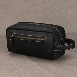 Genuine Leather Clutch real cowskin storage bag men male zipper Clutches genuine leather makeup bags water pen glasses bag