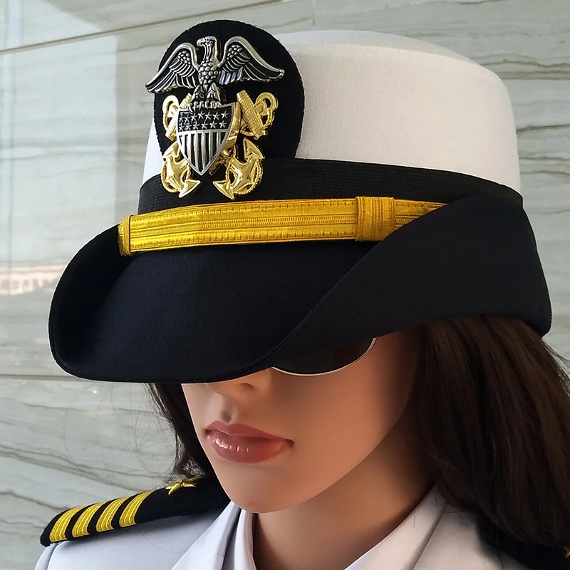 American Brrand New Women Sailor Cap Fashion Jazz Cap Professional Captain Cap Pilot Hat Female Yacht Hat Security Guard Caps