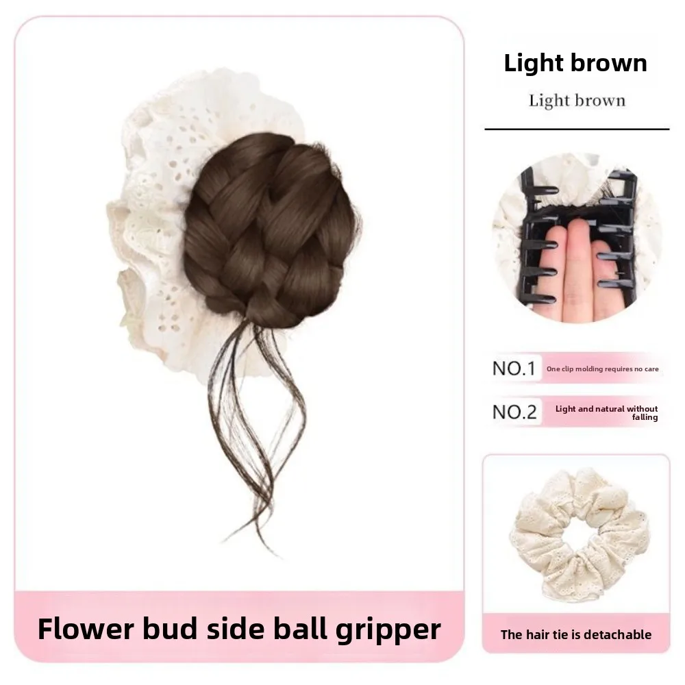 

Элегантный синтетический зажим для волос в виде булочки с кружевной резинкой для волос, пушистый парик, заколка для волос, резинка для волос, черный пучок, аксессуары для парика