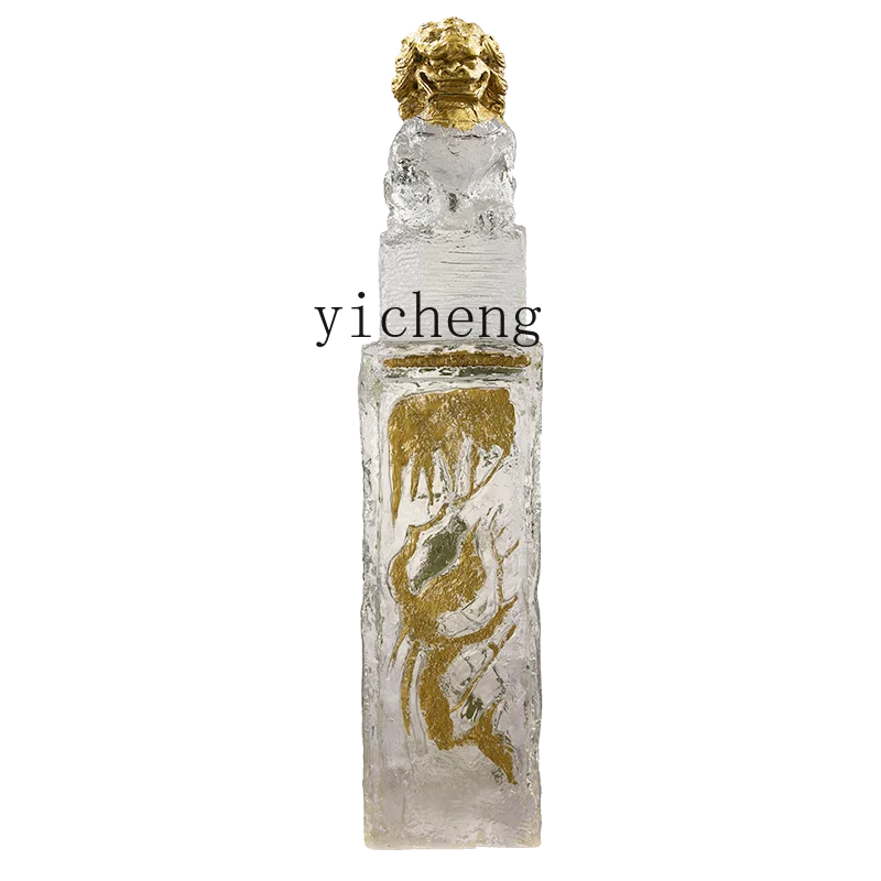 

ZC New Chinese Transparent Lion Ornament Hotel Home Furnishing Gold Foil Bolt Horse Post Sculpture Decoration