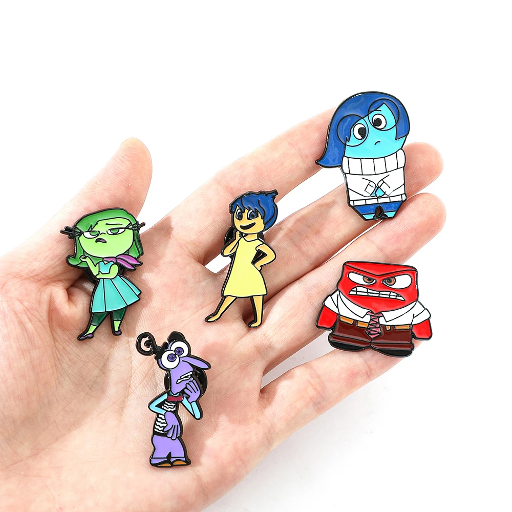 5 Pcs Fashion Inside Out Brooch Cute Cartoon Character Enamel Pin Metal Badge Jewelry Clothing Backpack Accessories Gift