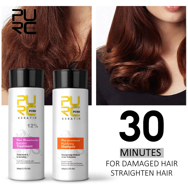 

PURC Brazilian Keratin Treatment Shampoo Set Professional Straightening Repair Damaged Hair Smoothing Health Hair Care Products