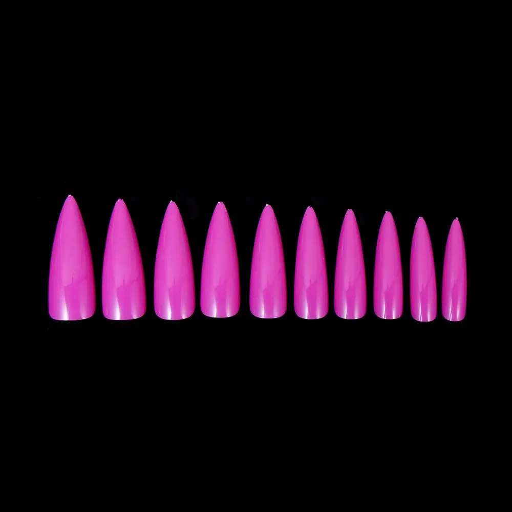 100 PCS/Box Solid Colour False Nail Tips Fake Nails Art Long Stiletto Acrylic Manicure DIY Tools Full Style 20Colors_voghion.com