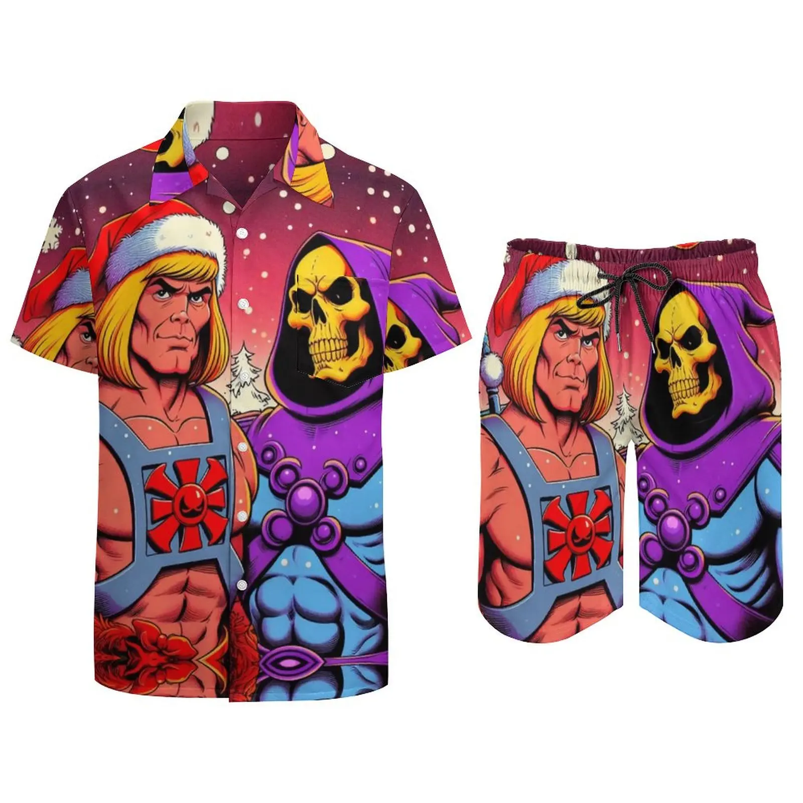 He Man และ Skeletor ชุดชายหาดสำหรับผู้ชาย2ชิ้นพิกัดคุณภาพสูงสำหรับวิ่งขนาด EUR