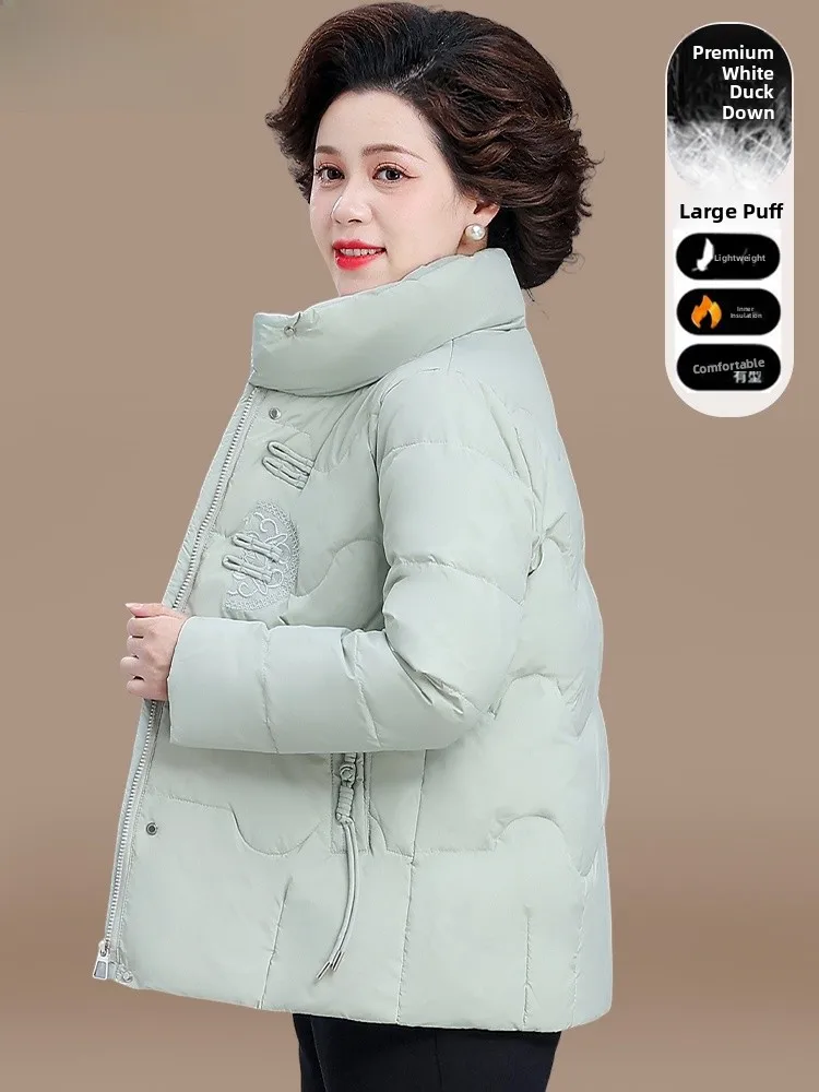 

New 2024 ort Sle Women's down Jaet Faionable Korean Version Mid-aged Mom Winter Coat Thiened Polyester Fiber