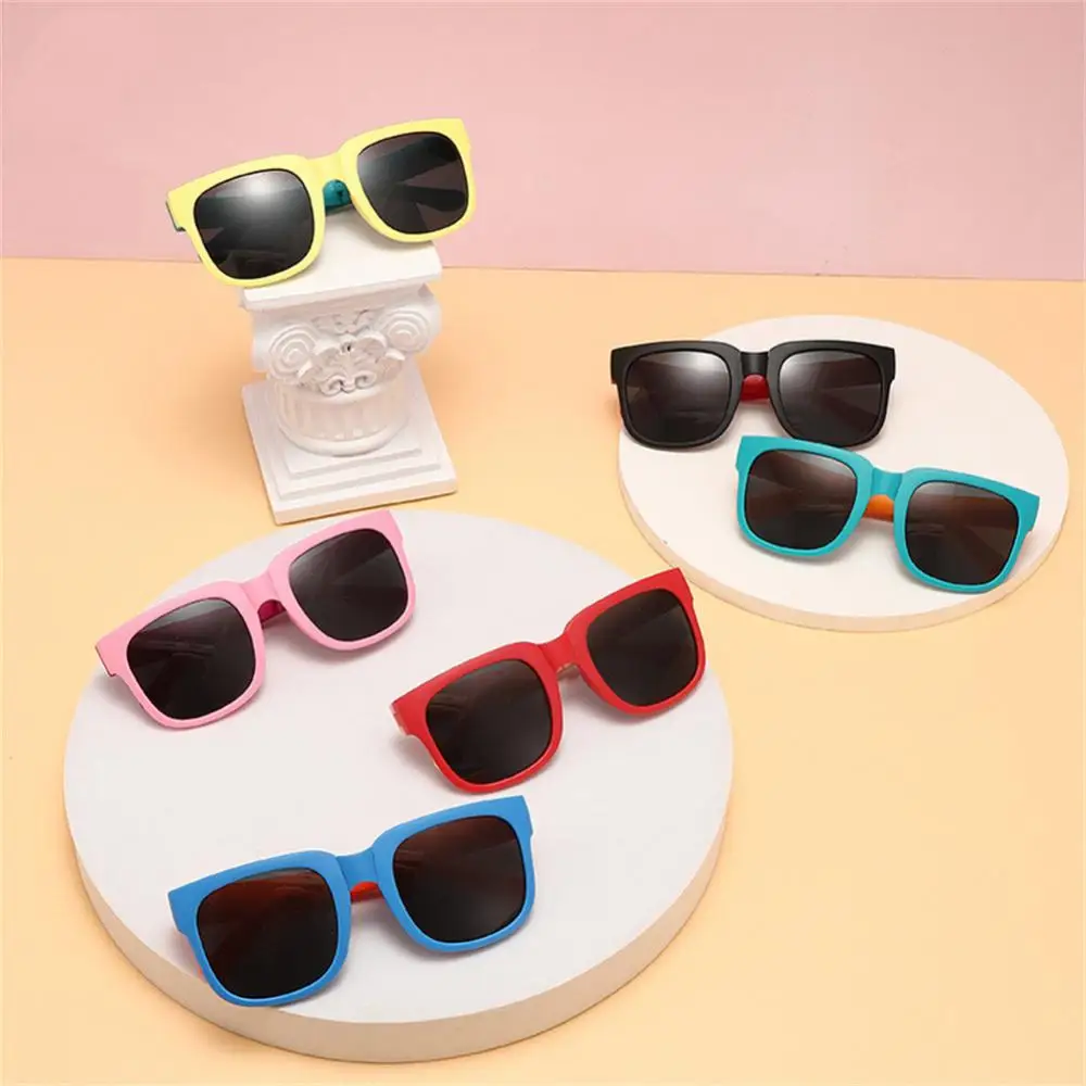 Gafas de sol plegables para niños y niñas, lentes de sol coloridas con protección UV400, cuadradas, diseño de marca