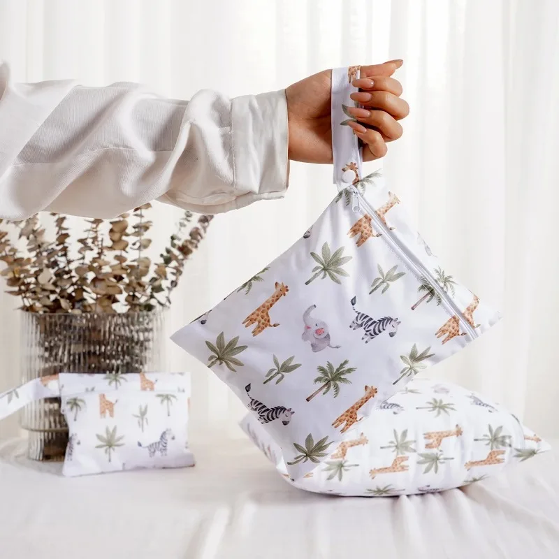 New Print 3Pcs/Set Handle Design Multi-functional Use Washable Bag For Travel Storage Wet Bag For Mum And Baby