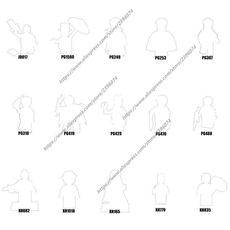 Figuras de acción de 1 piezas, juguetes de bloques de construcción JD017, PG249, PG253, PG307, PG310, PG419, PG429, PG470, PG488, PG1580, XH082, XH165 Series-017