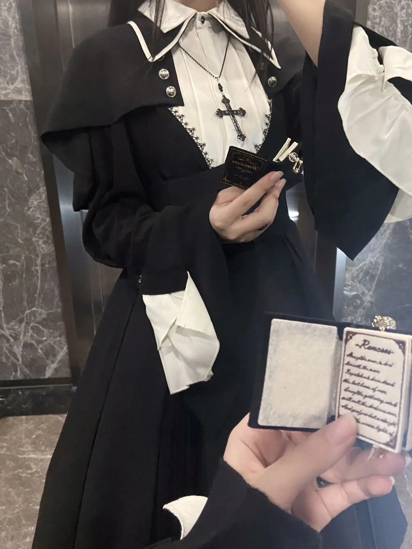 Dunkler cla einfarbiger Rock gotischer Nonnen stil lolita