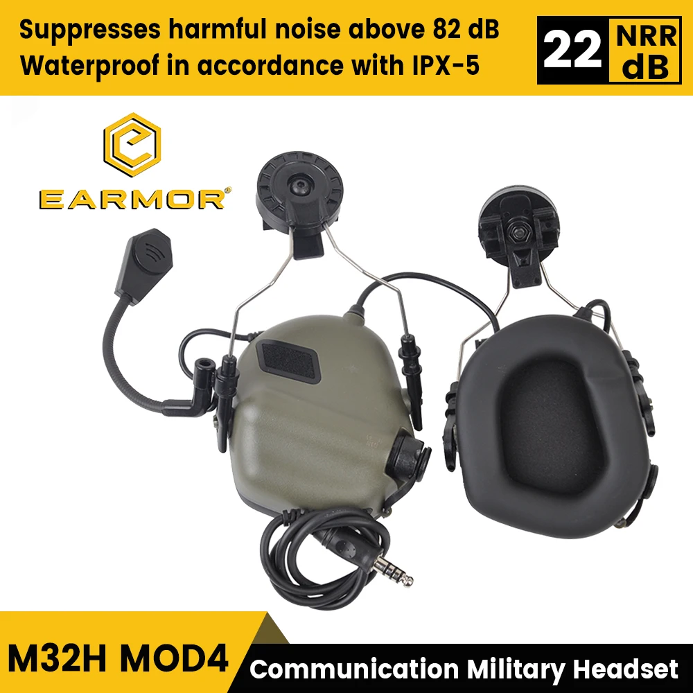 OPSMEN Earmor Softair Tactical M32H MOD4 Noise Canceling Headphones for FAST Helmet ARC Helmet Rail Softair Earphones Shooting