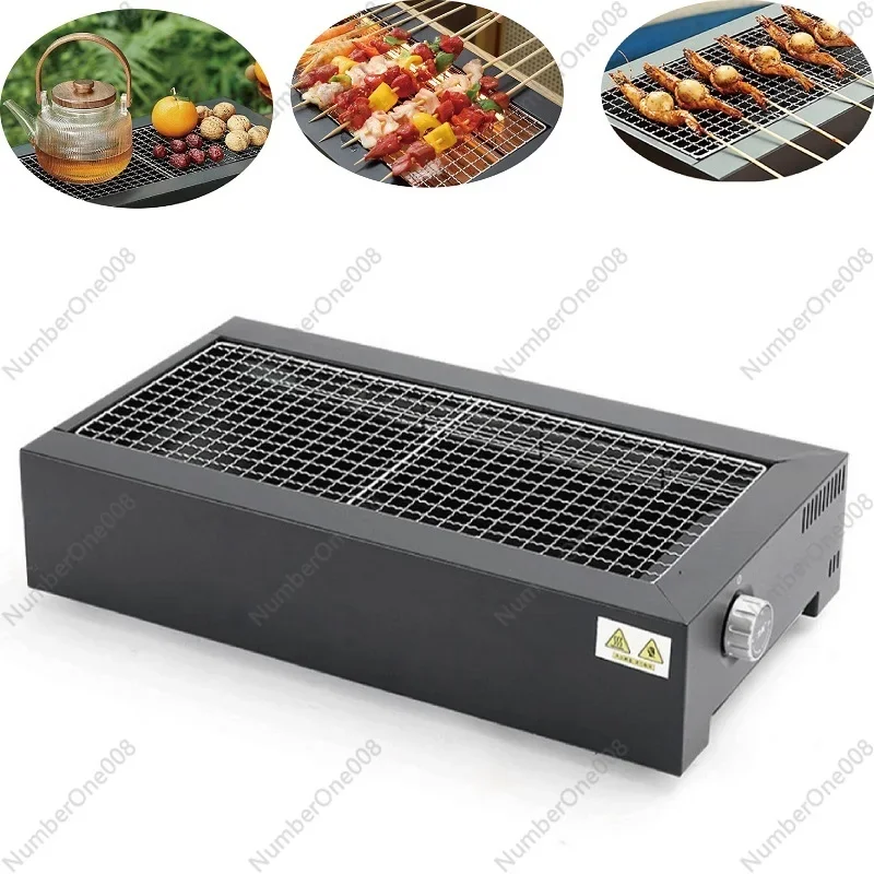 1200W Home Electric Barbecue Machine Portable Camping Outdoor Tea making Grill Large Capacity Non-stick Electric Baking Pan 220V