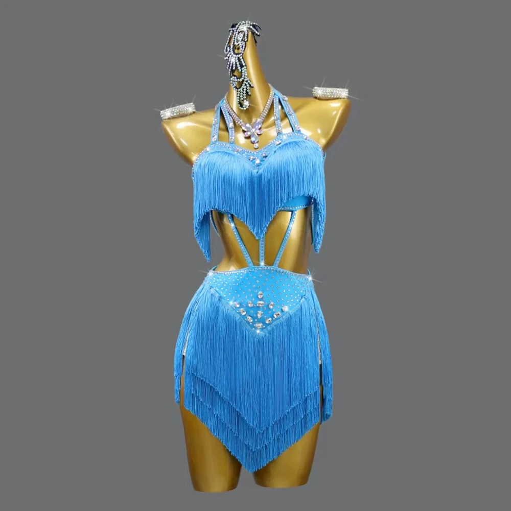 

2025 New Latin Dress Ball Practice Dance Wear Clothes Party Costume Stage Performance Sexy Skirt Womens Competition Customized