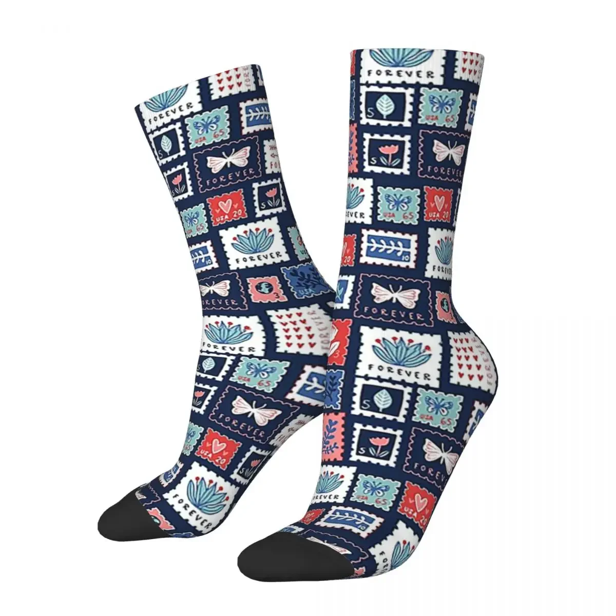 

Forever Stamps Socks Harajuku Sweat Absorbing Stockings All Season Long Socks Accessories for Unisex Christmas Gifts