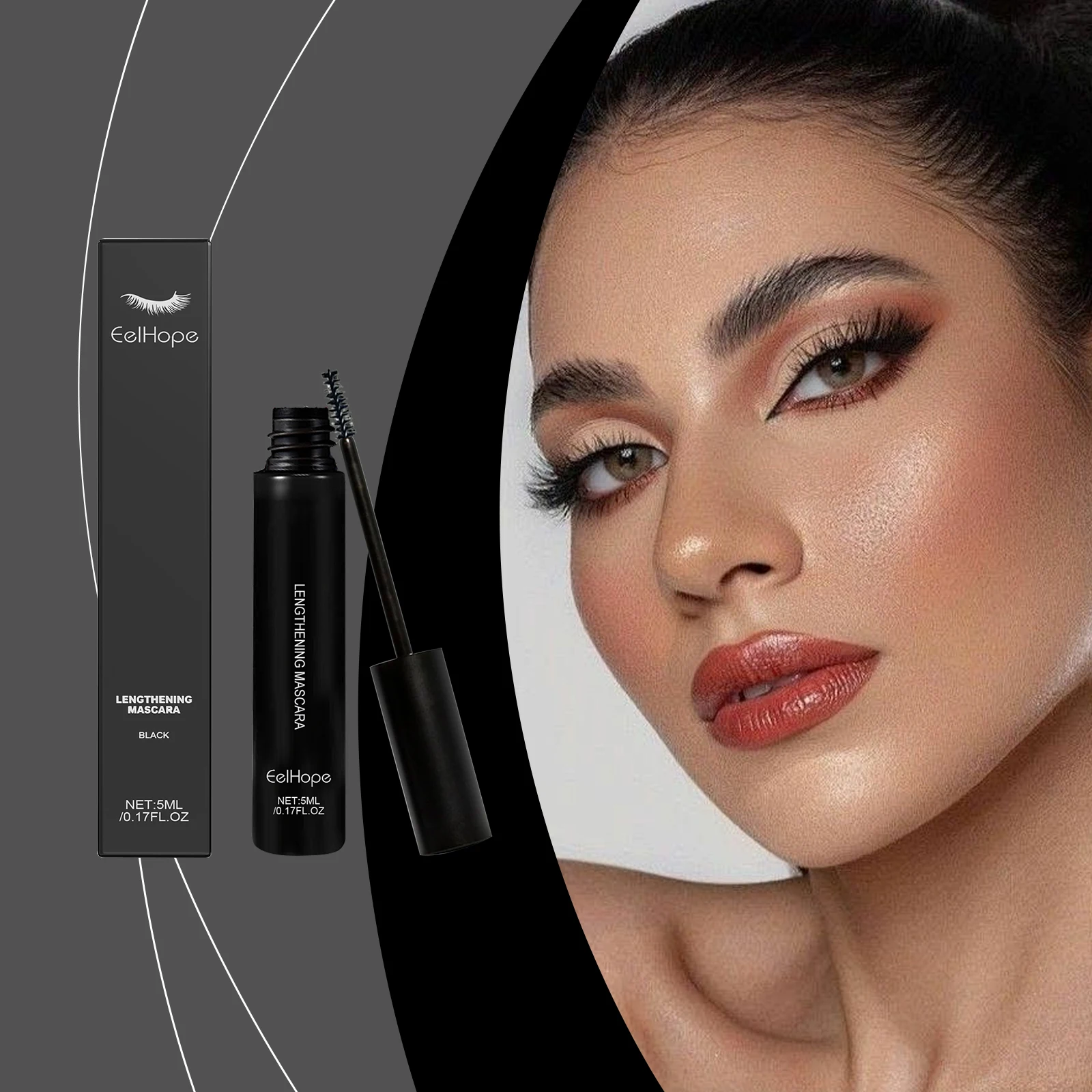 Waterdichte verlengende mascara, veegvast, langdurig voor natuurlijke of dramatische gedurfde wimpers, 5 ml zwarte oogmake-up