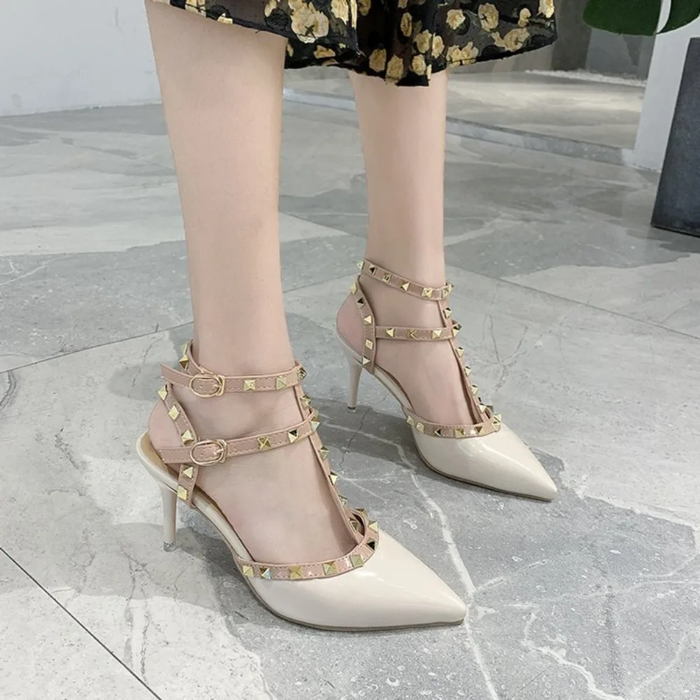Damen Mode Sexy Sandalen 2026 Neue Spitzschuh-Design mit Schnalle und Nieten Trendige High Heels Schuhe für Kleider, Hochzeiten, Bankette und Partys – Detail 11